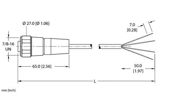 Turck Wd-Rkv 40-4M Single-ended Cordset, Straight Female Connector