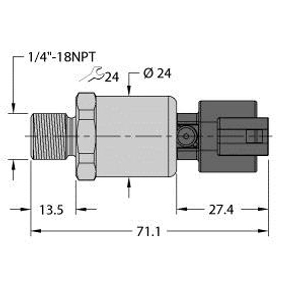 Turck Pt100Psig-1103-I2-Dt043P Pressure Transmitter, With Current Output (2-Wire)