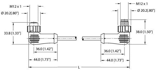 Turck Ekwt-Eswt-A5.500-Gu8K-1 Actuator and Sensor Cordset, Extension Cable