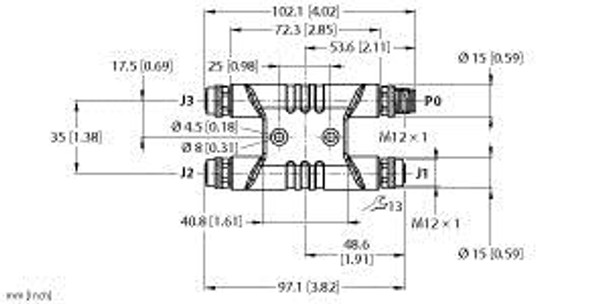 Turck Bh-Rkp/Rsp/2Rkp46Ps M12 Power Junction System, Large H Splitter