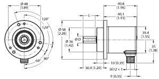 Turck Rem-E-121T6C-9F32B-H1151 Absolute Rotary Encoder - Multiturn, Efficiency Line