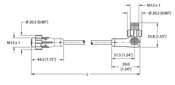 Turck Ekrt-Eswt-A4.400-Gc2K-0.5 Actuator and Sensor Cordset, Extension Cable