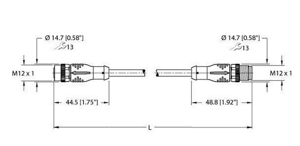 Turck Ekrb001-Esrb001-A5.500-We2Y-10 Actuator and Sensor Cordset, Extension Cable