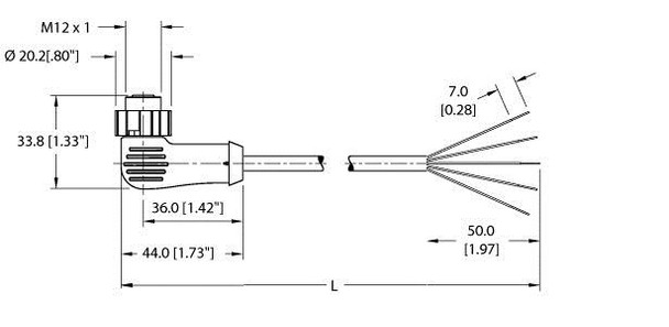 Turck Ekwt.Pr-A5.500-Gc2K-2 Actuator and Sensor Cordset, Connection Cable