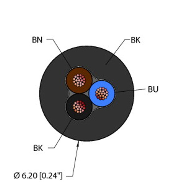 Turck Blk,Pvc,3X18,Itc,Fl Instrumentation Tray Cable, Reelfast Bulk Cable