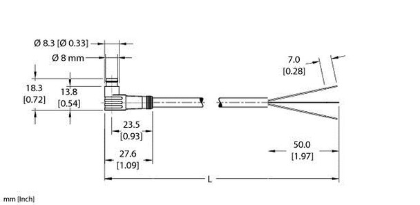 Turck Psw 3-2/S90/S101 Actuator and Sensor Cordset, Connection Cable