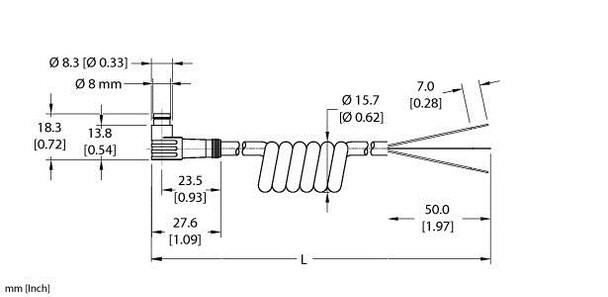 Turck Psw 3-3/S90-Sp Actuator and Sensor Cordset, Connection Cable