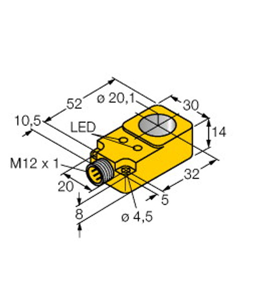 Turck Bi20R-Q14-An6X2-H1141 Inductive Sensor, Ring Sensor, Standard