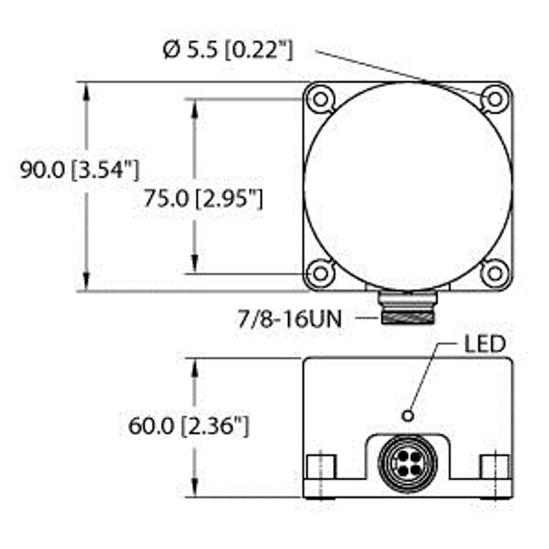 Turck Ni60-K90-Vp4X-B2141 Inductive Sensor, Standard