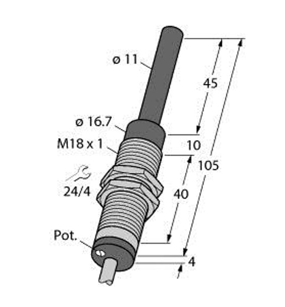 Turck Wi40-M18-Liu5 Inductive Sensor, With Analog Output, Standard