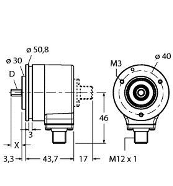 Turck Ri-10Sa1Z2-2K2500-H1181 Incremental Encoder, Industrial Line