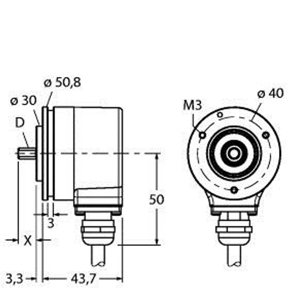 Turck Ri-10Sa0Z2-4B180-C1M Incremental Encoder, Industrial Line