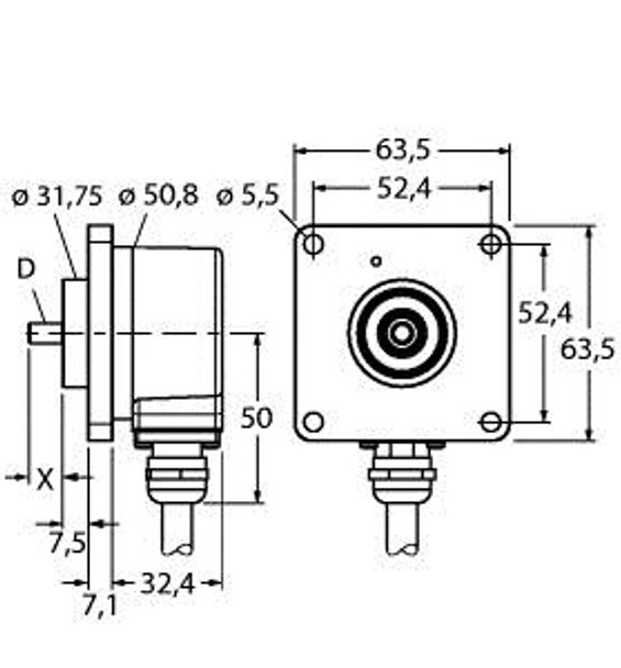 Turck Ri-10S8R-2K5000-C1M Incremental Encoder, Industrial Line