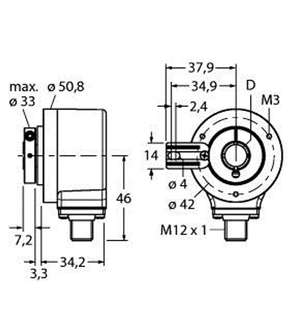 Turck Ri-12I15T-4A3600-H1181 Incremental Encoder, Industrial Line