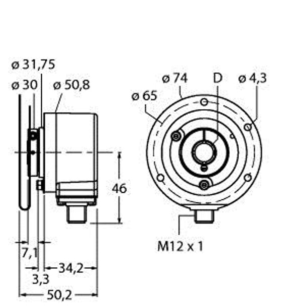 Turck Ri-12Ha1E1-2K300-H1181 Incremental Encoder, Industrial Line
