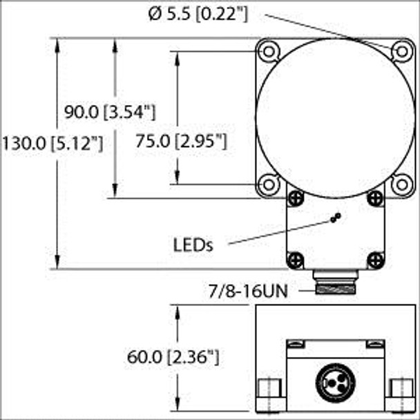 Turck Ni60-K90Sr-Vn4X2-B1141 Inductive Sensor, Standard