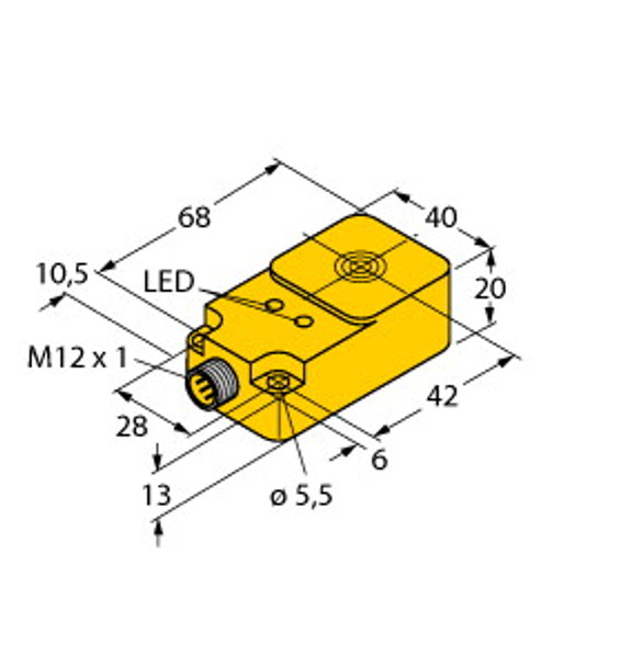 Turck Bi20-Q20-Ap45X2Ld-H1141 Inductive Sensor, For Use in Vehicle Board Nets, Standard