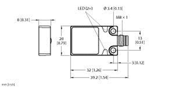 Turck Bi5-Q08-Ap6X2-V1131/S34 Inductive Sensor, Resistant to Magnetic Fields, Standard