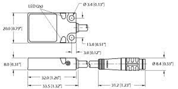 Turck Bi5U-Q08-Ap6X2-0.2-Psg3 Inductive Sensor, With Increased Switching Distance, uprox