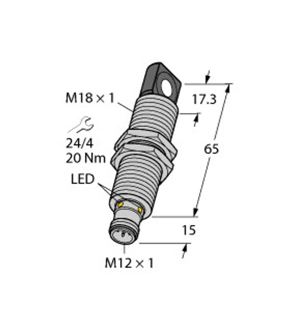 Turck Ru100U-M18Ms-Un8X2-H1151 Ultrasonic Sensor, Diffuse Mode Sensor