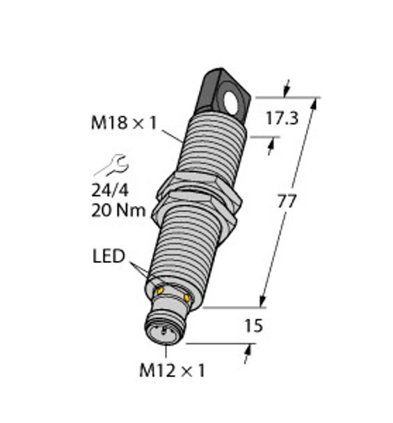 Turck Ru130U-M18Es-Li8X2-H1151 Ultrasonic Sensor, Diffuse Mode Sensor