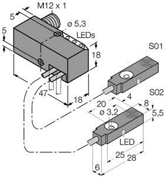 Turck Bi2-Q5.5-0.15-0.27-Bs-2Ap6X3-H1141/S34 Inductive Sensor, Monitoring Kit for Power Clamps, Standard