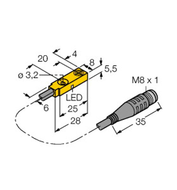 Turck Bi2-Q5.5-Ap6X-0.2-Psg3 Inductive Sensor, Standard