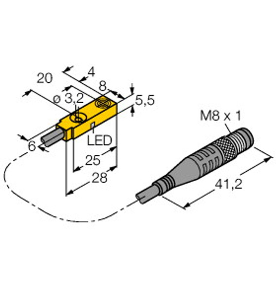 Turck Bi2-Q5.5-An6X-0.2-Psg3M/S34 Inductive Sensor, Resistant to Magnetic Fields, Standard