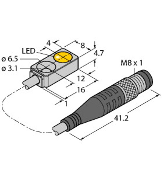 Turck Bi2-Q4.7-Ap6X-0.3-Psg3M Inductive Sensor, Standard
