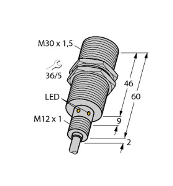 Turck Bi15U-Em30Wd-Ap6X/S90 7M Inductive Sensor, For the Food Industry, uprox+