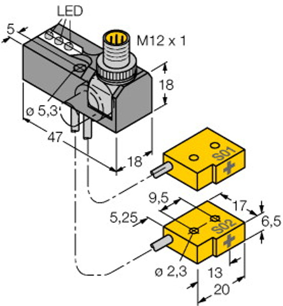 Turck Ni2-Q6.5-0.16-Bds-2Ap6X3-H1141/S34 Inductive Sensor, Monitoring Kit for Power Clamps, Standard