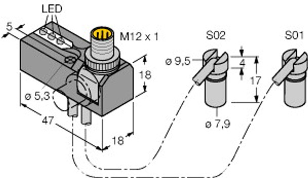 Turck Ni2-Btm-0.16-Bds-2Ap6X3-H1141/S34 Inductive Sensor, Monitoring Kit for Power Clamps, Standard