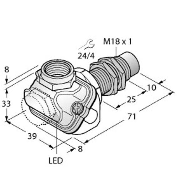 Turck Ni10-Em18Wdtc-Y1X Inductive Sensor, With Increased Temperature Range, Standard, KEMA 02 ATEX 1090X