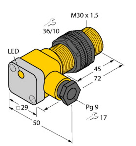 Turck Ni15-P30Sk-Y1X Inductive Sensor, Standard, KEMA 02 ATEX 1090X