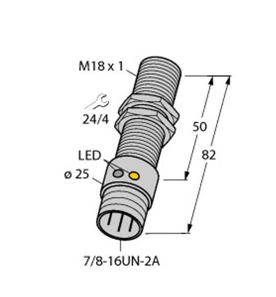 Turck Bi5-Gt18-Rdz30X2-B1331/S34 Inductive Sensor, Resistant to Magnetic Fields, Standard