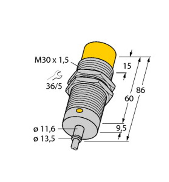 Turck Ni15-M30T-Rz3X 10M Inductive Sensor, Standard