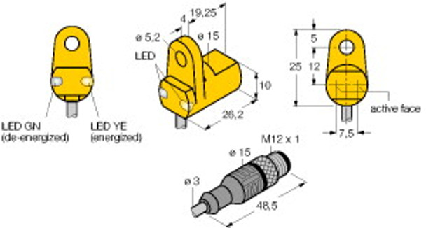 Turck Ni1.5-Ks26-2Ap6X2-0.3-Rs4.4T/S34 Inductive Sensor, Monitoring Kit for Power Clamps, Standard