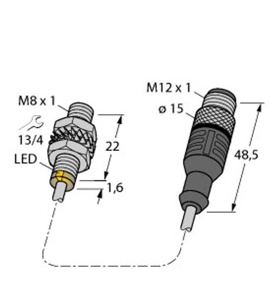 Turck Bi2-Eg08K-Ag41X-0.2-Rs4.2T Inductive Sensor, With Increased Switching Distance, Standard