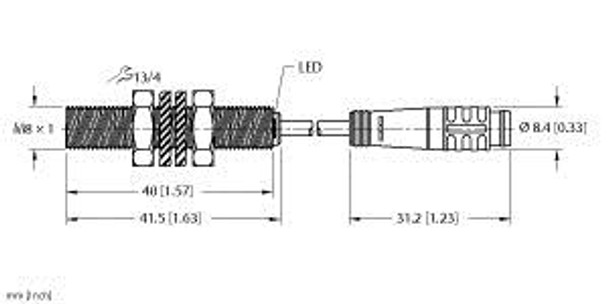 Turck Bi2-Eg08-Ap6X-0.2-Psg3 Inductive Sensor, With Increased Switching Distance, Standard