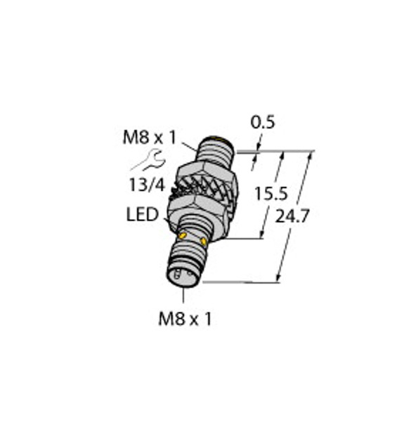 Turck Bi3-M08Kk-An6X-V1131 Inductive Sensor, With Increased Switching Distance, Standard