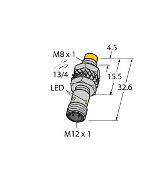 Turck Ni5-M08Kk-An6X-H1341 Inductive Sensor, With Increased Switching Distance, Standard