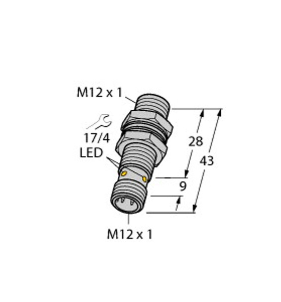 Turck Bi4-M12K-Rp6X-H1141 Inductive Sensor, With Increased Switching Distance, Standard