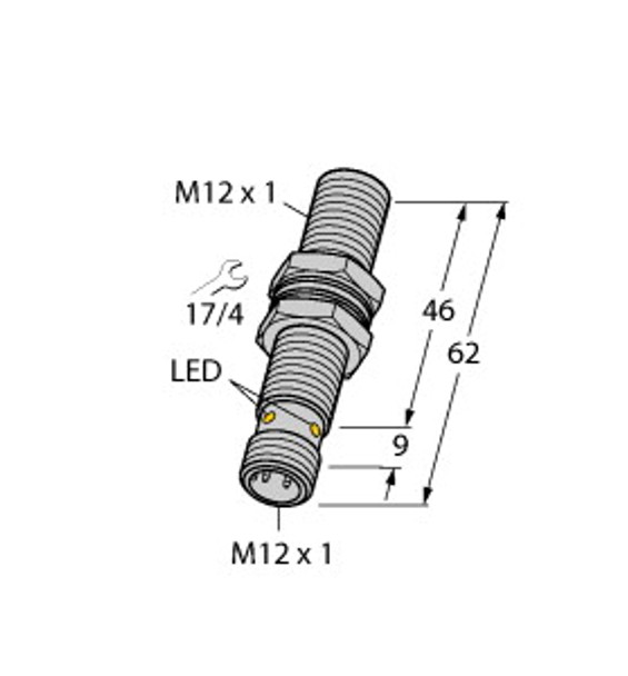 Turck Bi4-M12E-Vp6X-H1141 Inductive Sensor, With Increased Switching Distance, Standard