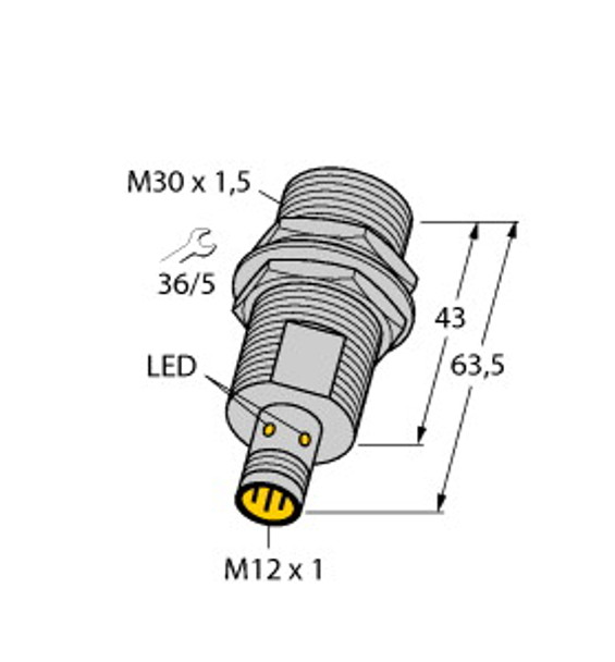 Turck Bi10-Eg30F-Ap6X-H1141 Inductive Sensor, Stainless Steel Front, Standard