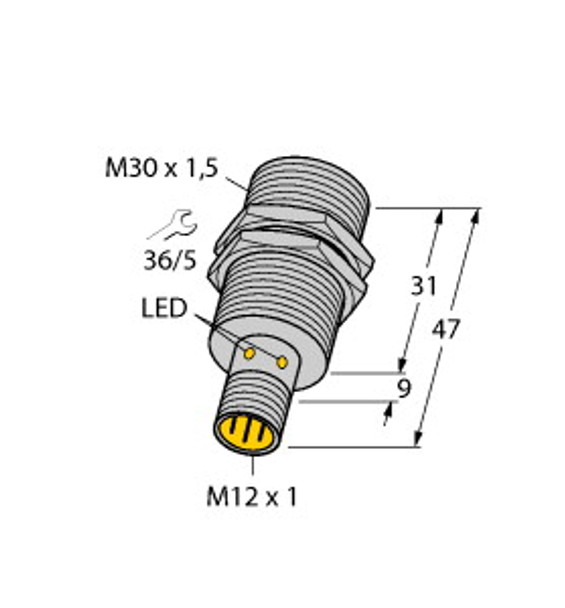 Turck Bi10-G30K-Rp6X-H1141 Inductive Sensor, Standard