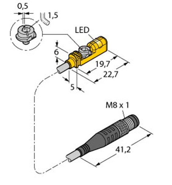 Turck Bim-Untk-An6X-0.3-Psg3M Magnetic Field Sensor, Compact design for small hydraulic cylinders