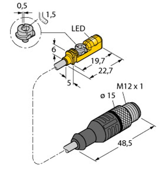 Turck Bim-Untk-Ap7X-0.3-Rs4 Magnetic Field Sensor, Compact design for small hydraulic cylinders