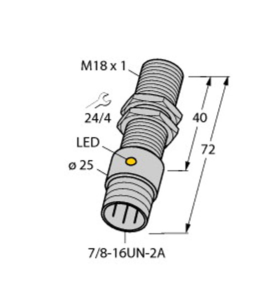 Turck Bi5-G18-An6X-B1341 Inductive Sensor, Standard