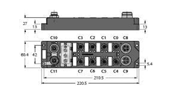 Turck Fgen-Iom88-4001 Compact multiprotocol I/O module for Ethernet, 8 digital PNP inputs, 8 digital outputs 2 A