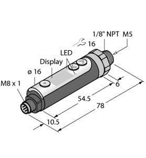 Turck Pk01Vr-P14-2Up8X-V1141 Pressure Sensor, 2 PNP Transistor Switching Outputs